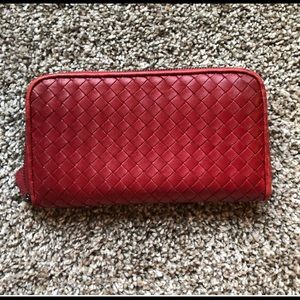 Bottega Veneta red wallet